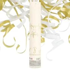 Konfettikanon Streamers Happily Ever After Gull/Hvit