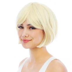 Kort Blond Parykk med Avtagbare Hestehaler