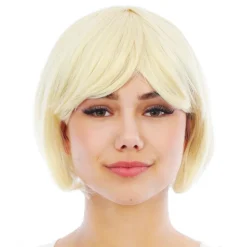 Kort Blond Parykk med Avtagbare Hestehaler