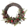 Kunstig julekrans med røde bær