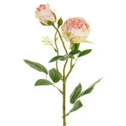 Kunstig rose med to knopper rosa
