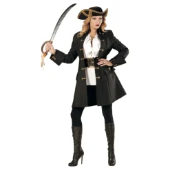 Kvinnelig Piratkaptein Svart Frakk