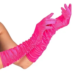 Lange Satenghansker Cerise