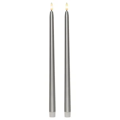 LED Antikklys Lenge Metallic Sølv