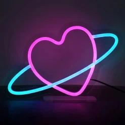 LED-lampe Planet Heart med neon-effekt