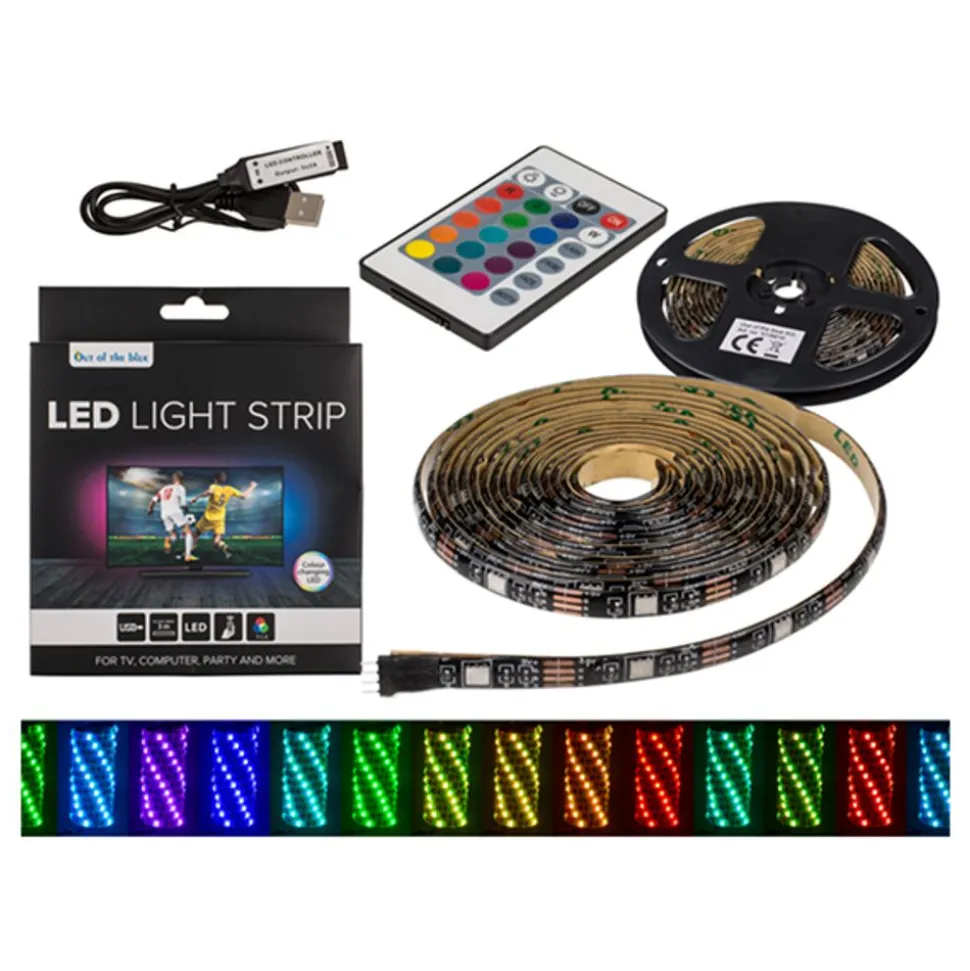 LED-Lyslenke USB med Fjernkontroll