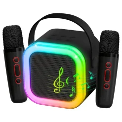LED Mini Karaokehøyttaler med Mikrofoner