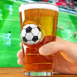 Ølglass med Fotball