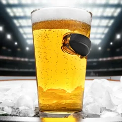 Ølglass med Hockeypuck