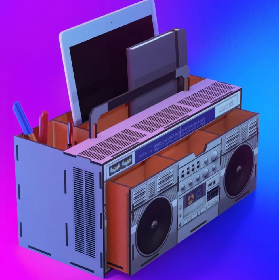 Mustard Boom Box Skrivebordsorganisator