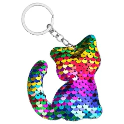 Nøkkelring Katt Paljetter