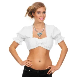 Oktoberfest Bluse Kort Dame Hvit
