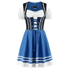 Oktoberfest Kjole Dirndl Blå/Svart