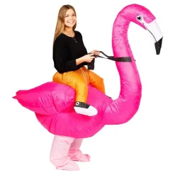 Oppblåsbar Ridende Flamingo Kostyme