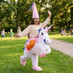 Oppblåsbar Ridende Unicorn Barn Kostyme