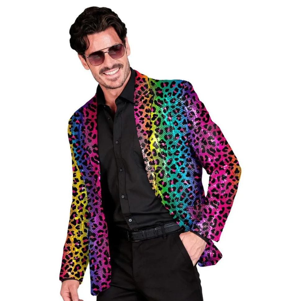 Paljett Dressjakke Leopard Regnbue