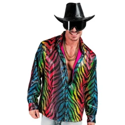 Paljettskjorte Herre Rainbow Tiger