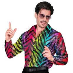 Paljettskjorte Herre Rainbow Tiger