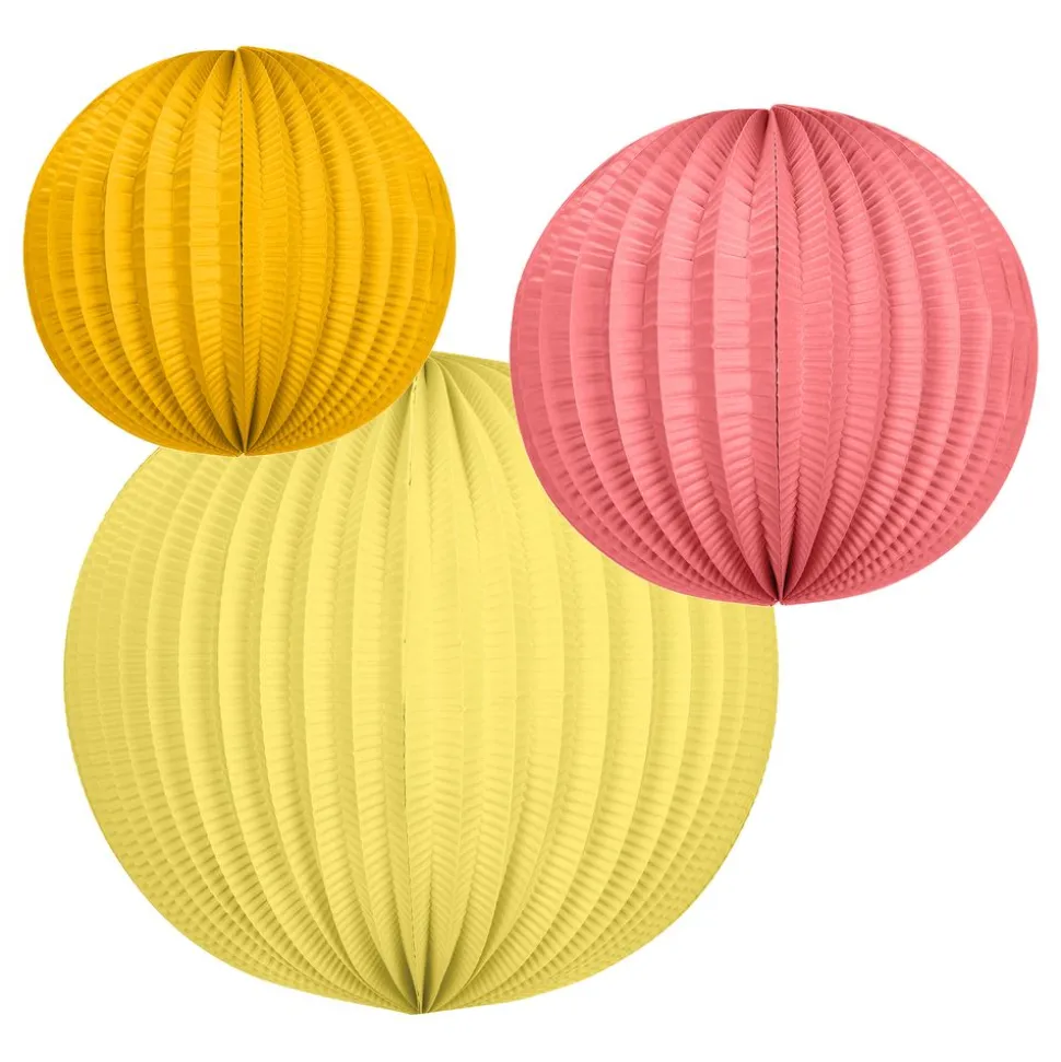 Papirlykter Rosa/Gul/Oransje