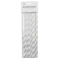 Papirsugerør Sølv Metallic