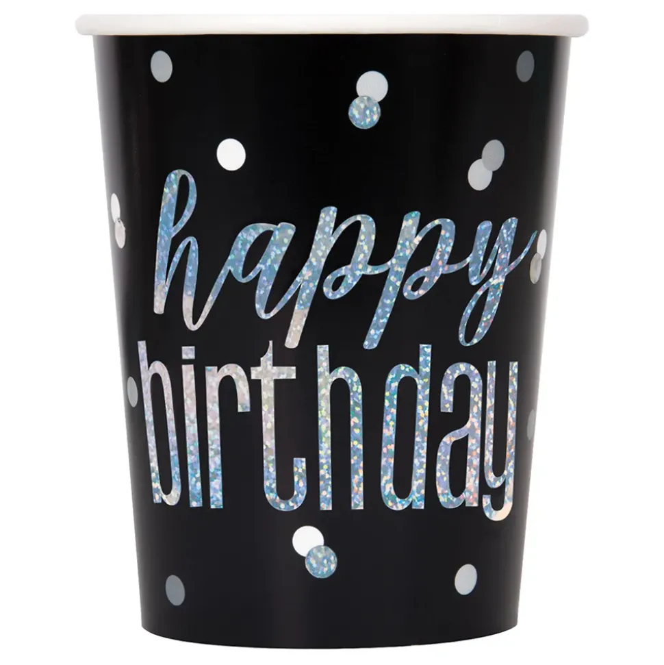 Pappkopper Happy Birthday Svart Skimmer