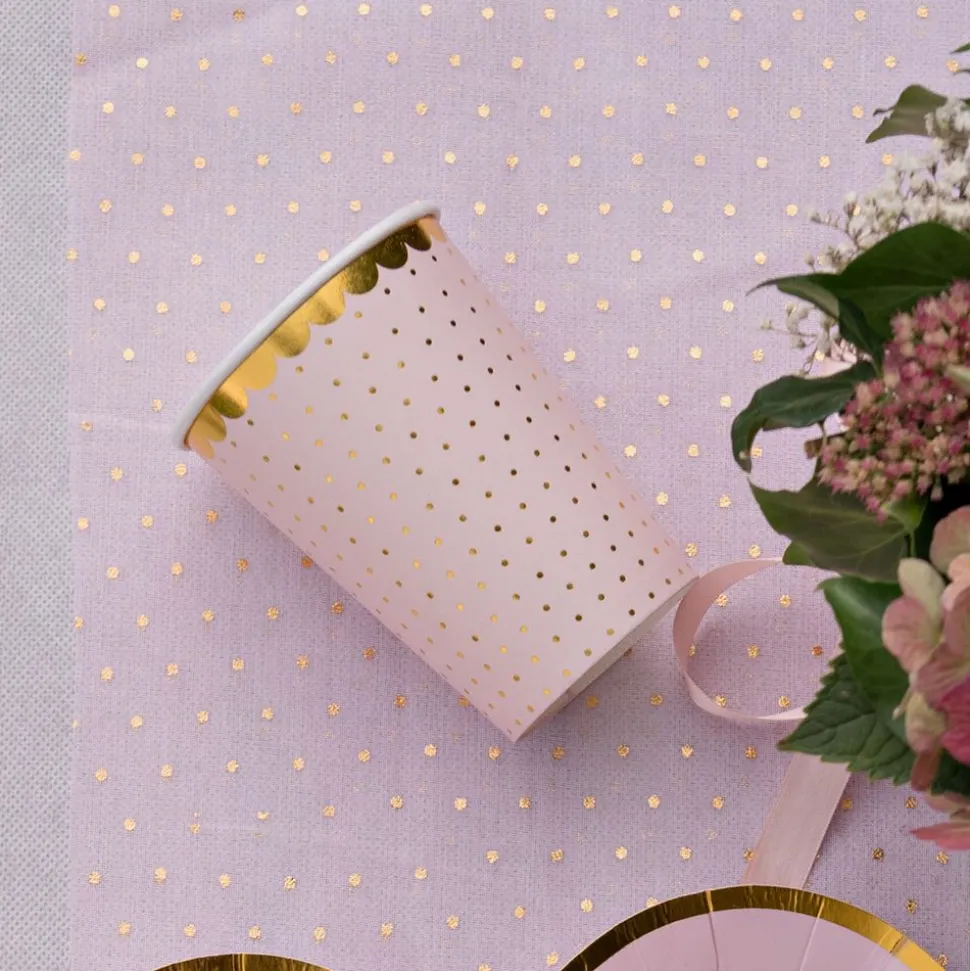 Pappkopper Prikkete Rosa/Gull