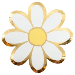Papptallerken Blomster Gullfolie