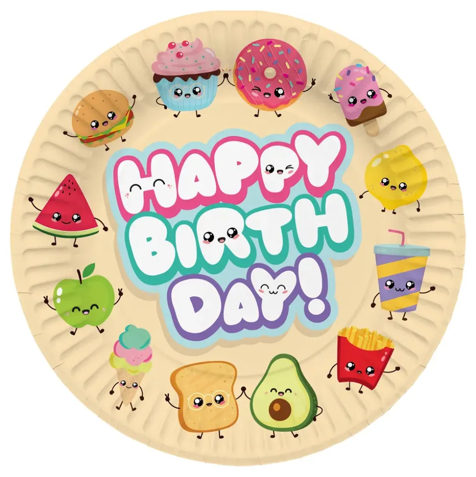 Papptallerkener Happy Birthday Kawaii