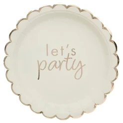 Papptallerkener Let's Party kremhvit rosett