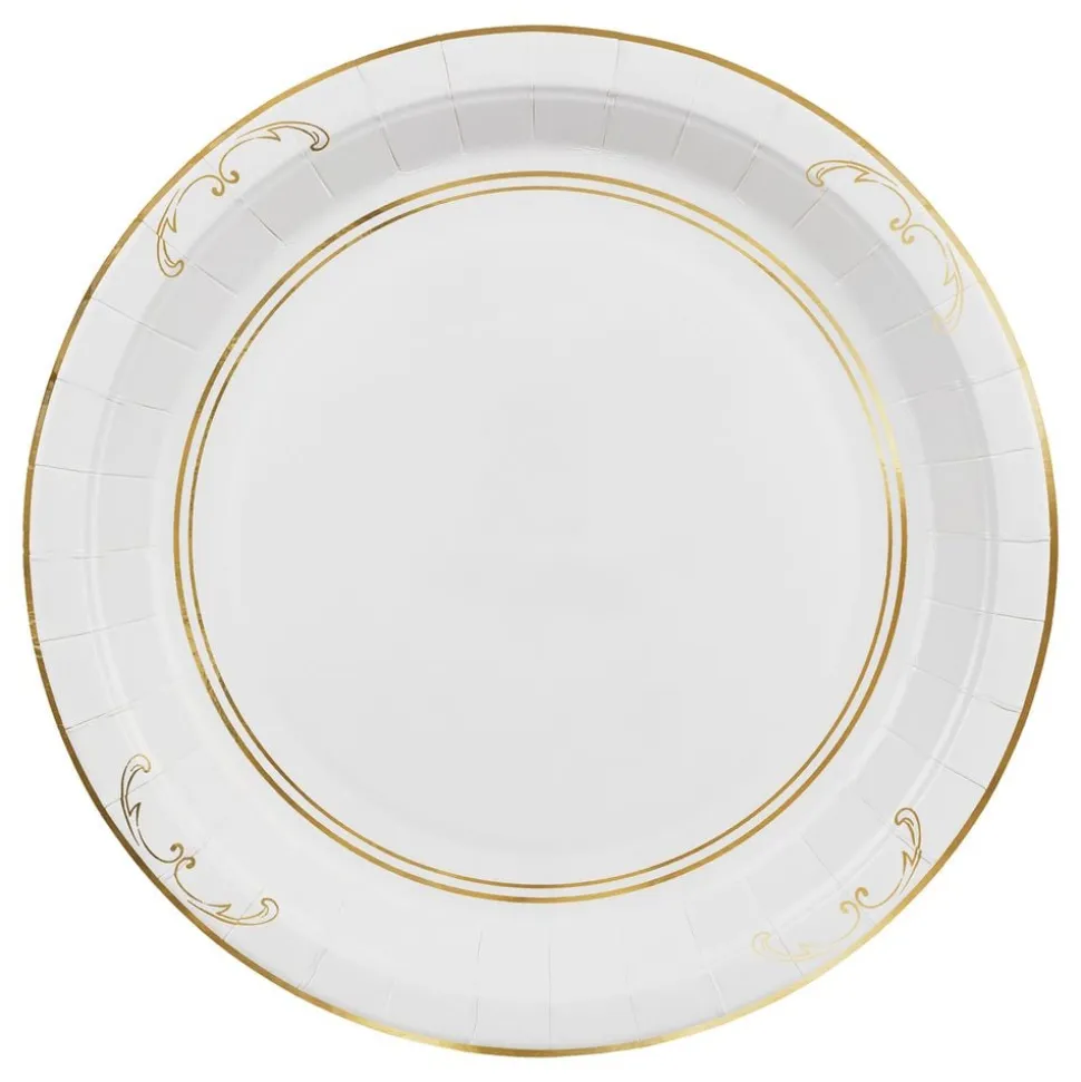 Papptallerkener Ornament Gull/Hvit