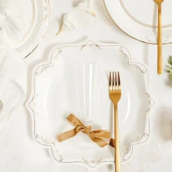 Papptallerkener Ornament Gull/Hvit