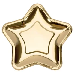 Papptallerkener Stjerne Gull Metallic