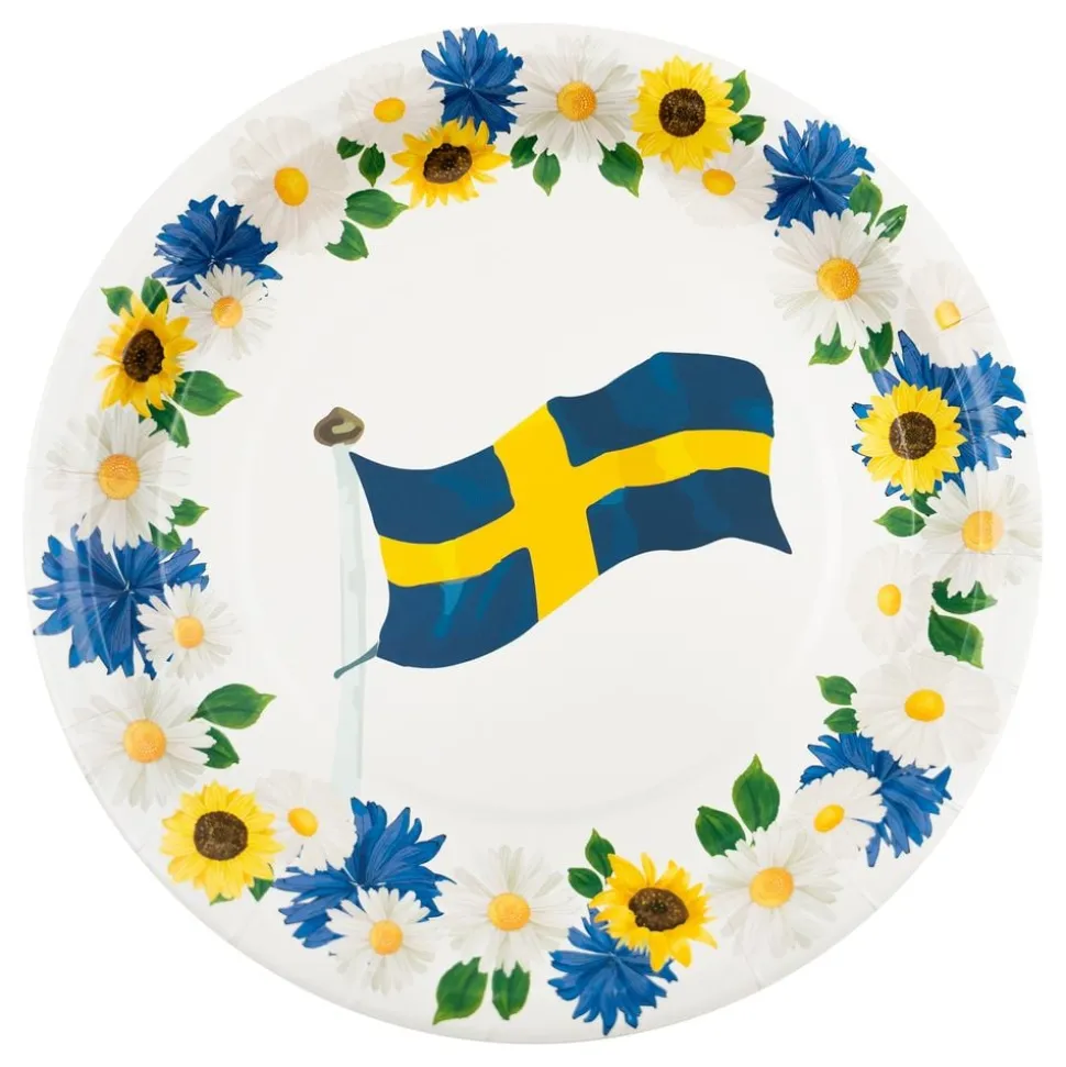 Papptallerkener Svenske Blomster