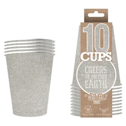 Party Cups Glitter Sølv