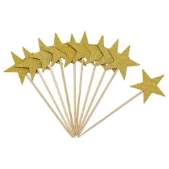 Partypicks med Glitrende Gullstjerner