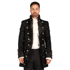 Piratkåpe Brocade Herre Svart Deluxe