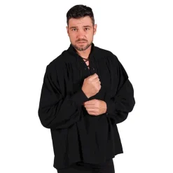 Piratskjorte Svart Deluxe