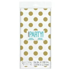 Plastduk Gull/Hvit Prikkete