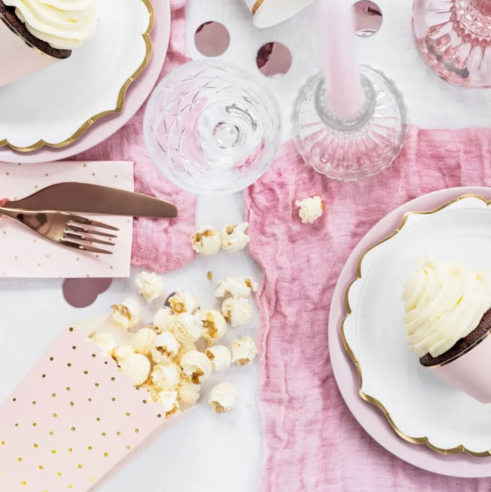 Popcornbeger Rosa med Gullprikker