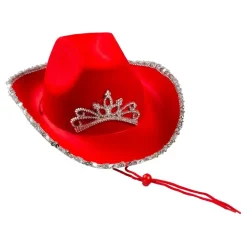 Rød Cowboyhatt med Tiara