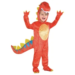 Rød Dinosaur Barn Kostyme