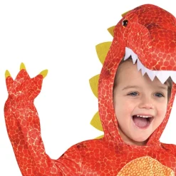 Rød Dinosaur Barn Kostyme