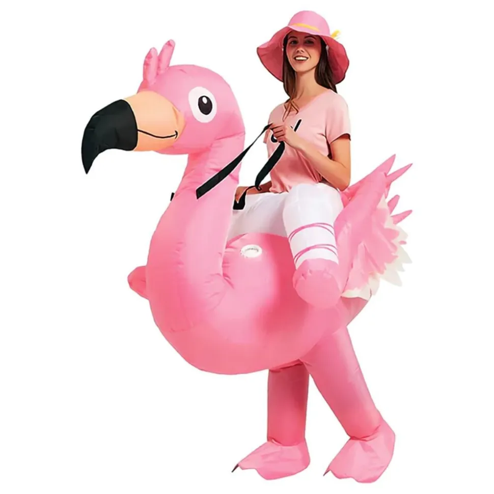 Ridende Flamingo Oppblåsbar Kostyme