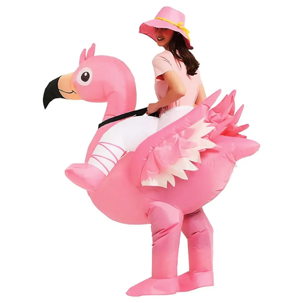 Ridende Flamingo Oppblåsbar Kostyme