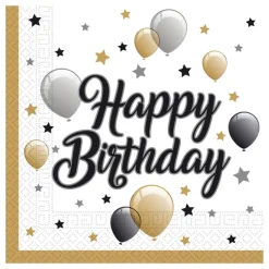 Servietter Happy Birthday Ballonger