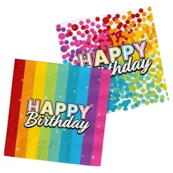 Servietter Happy Birthday Rainbow