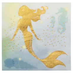 Servietter Havfrue Gull Glitter