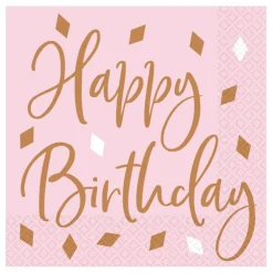Servietter Roségull Birthday
