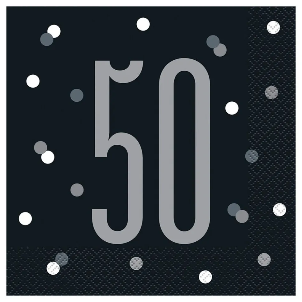 Servietter 50 Svart Prikkete
