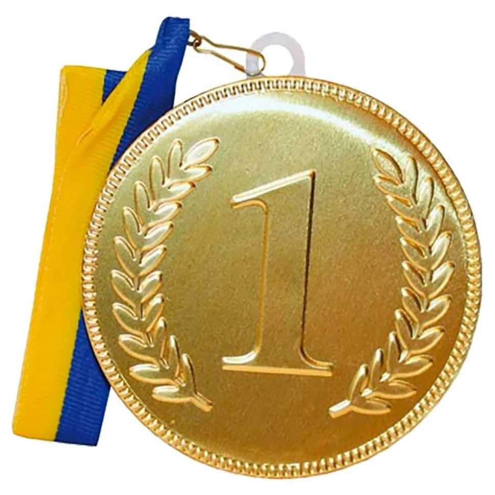 Sjokolademedalje Nr 1 med Blått/Gult Bånd